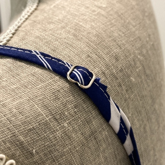 NAVY Blue and White Striped Maxi Romper with Cut-Out Sz Large - Picture 15 of 17